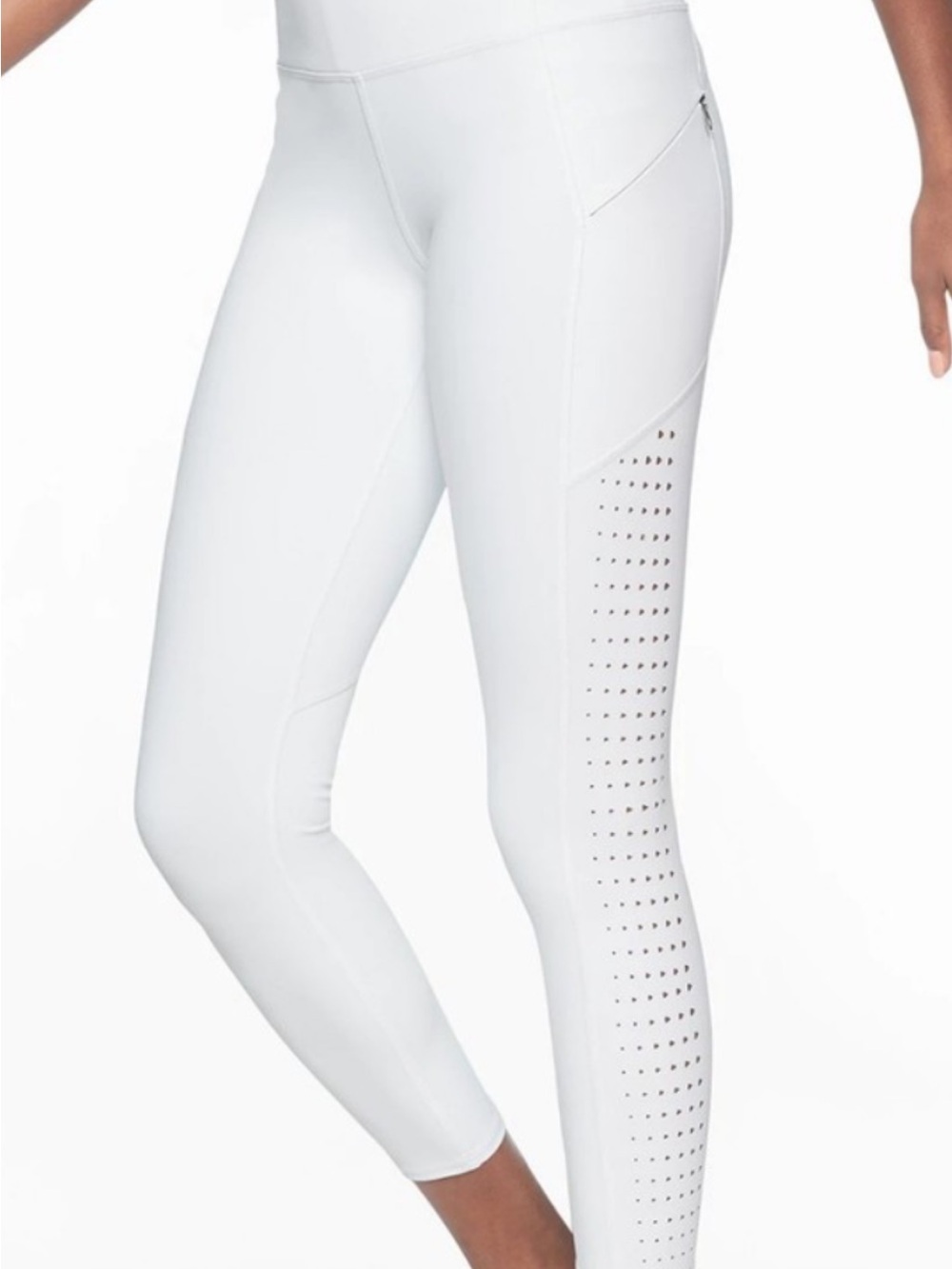 Athleta White High-Rise Perforated Performance Leggings